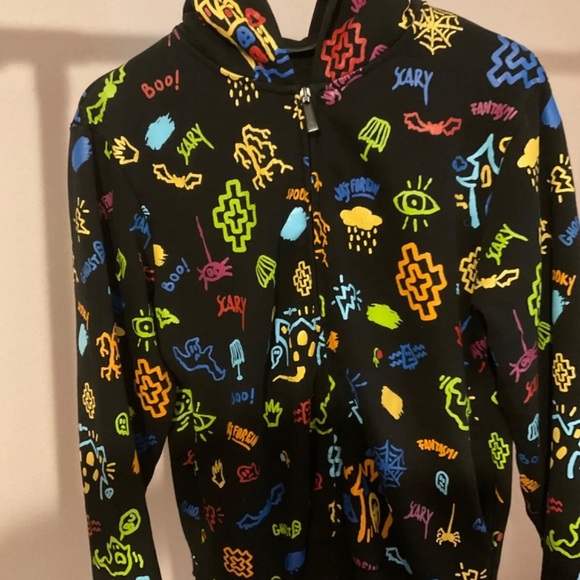 PERFECTMarcelo Burlon County Of Milan Kids TEEN motif print zip-up hoodie Sz 14 - Picture 3 of 10